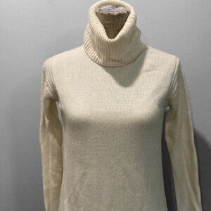 J.Crew XS Turtleneck Sweater Cream Wool Soft Knit Pullover